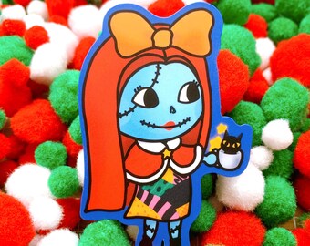 Holiday Edition Sally Animal Crossing Waterproof Stickers | Nightmare Before Christmas | Laptop Cute | Vinyl | Matte | Christmas