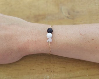 Aromatherapy lava stone and gemstone bracelet