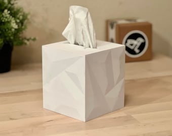 Cubierta de caja de pañuelos en forma de cubo / Colores personalizados disponibles / Fabricada con un 75 % de material reciclado
