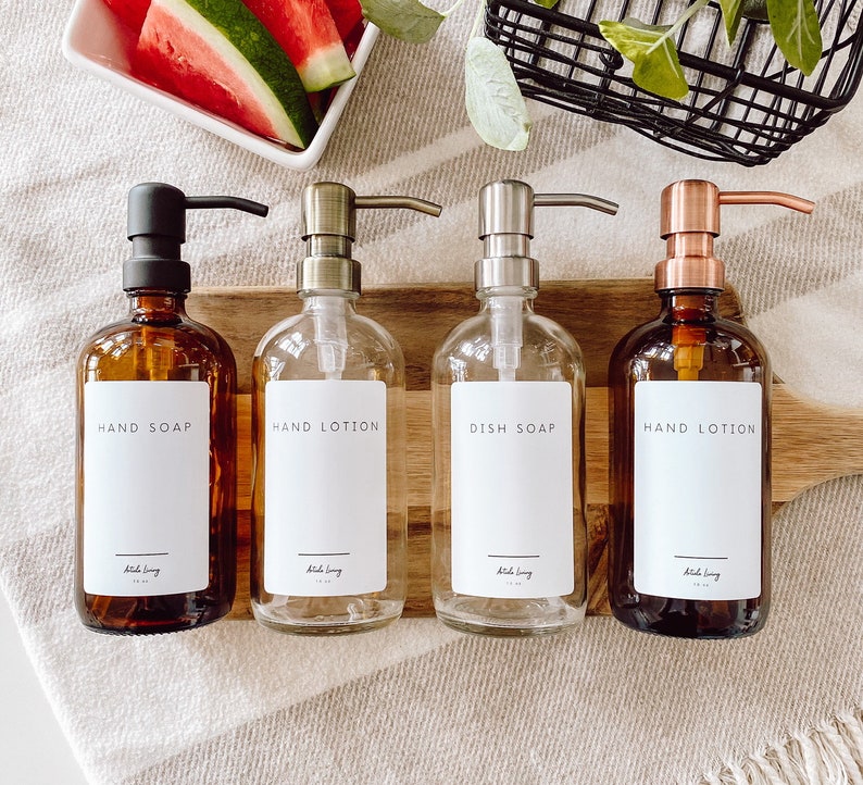 Essential Glass Apothecary Soap Dispenser 16oz. Refillable Etsy