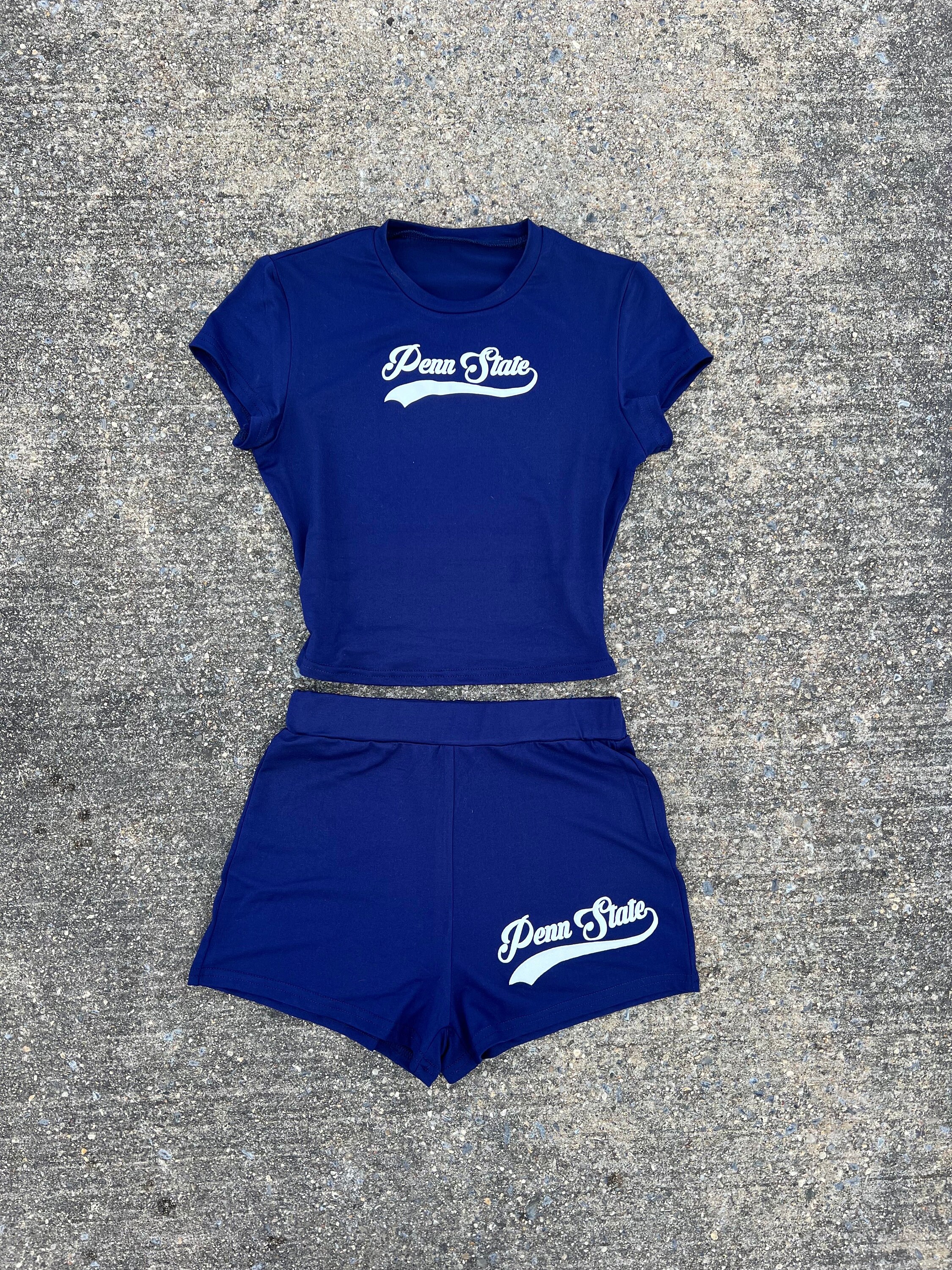 Custom College Solid Color Bralette and Sweatshort Set 