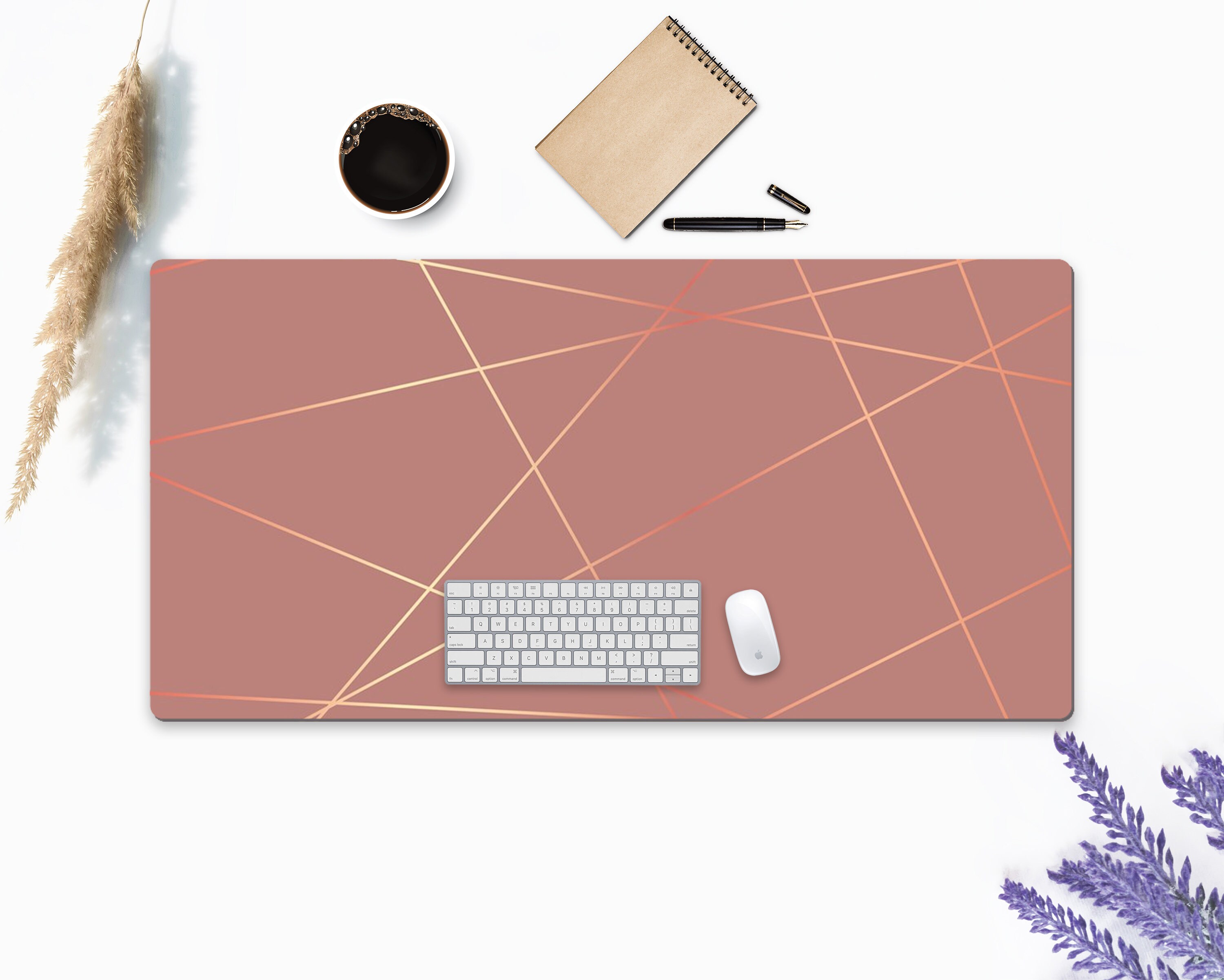 Low Poly Rose Gold Desk Mat Extra Large Desk Mat Large Desk Etsy