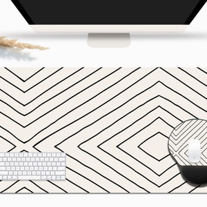 Aesthetic Abstract Geometric Desk Mat, Boho Desk Mat, Large Desk Pad, Desk Mat Cute, Mouse Pad with Wrist Rest, Large Mouse Pad