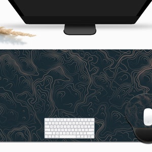 Aesthetic Topographic Desk Mat, XXL Desk Mat, Gaming Desk Mat, Cute Desk Mat, Large Mouse Pad, Computer Desk Mat, Mouse Mat