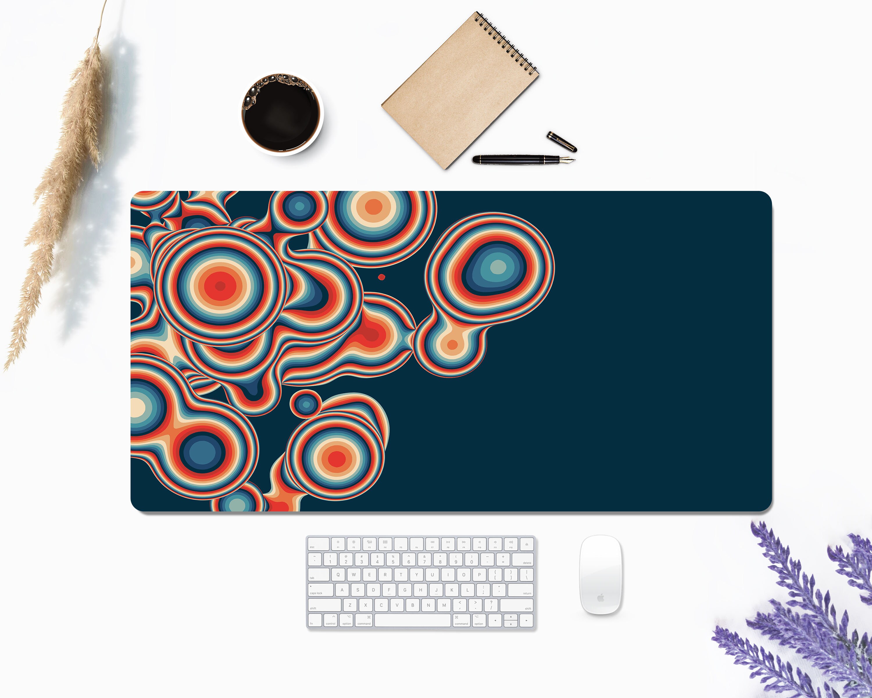 Colorful Abstract Retro Desk Mat Cute Desk Mat Gaming Desk Etsy