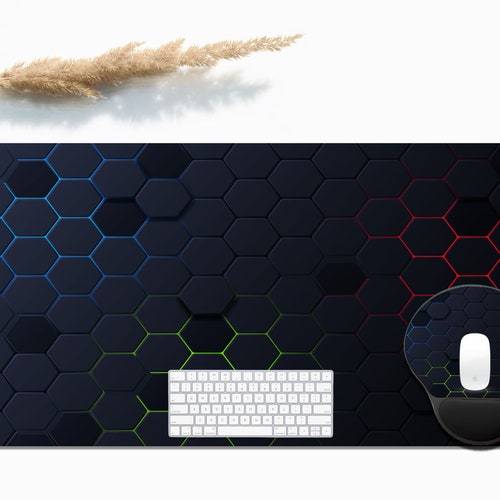 Hexagon Gamer Desk Mat Extra Large Desk Mat Gaming Mouse Etsy