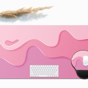 Abstract Liquid Pink Desk Mat, Cute Desk Mat, Mouse Pad Large, Pink Mouse Pad, Modern Desk Pad, Mouse Pad with Wrist Rest, Desk Mat Cute