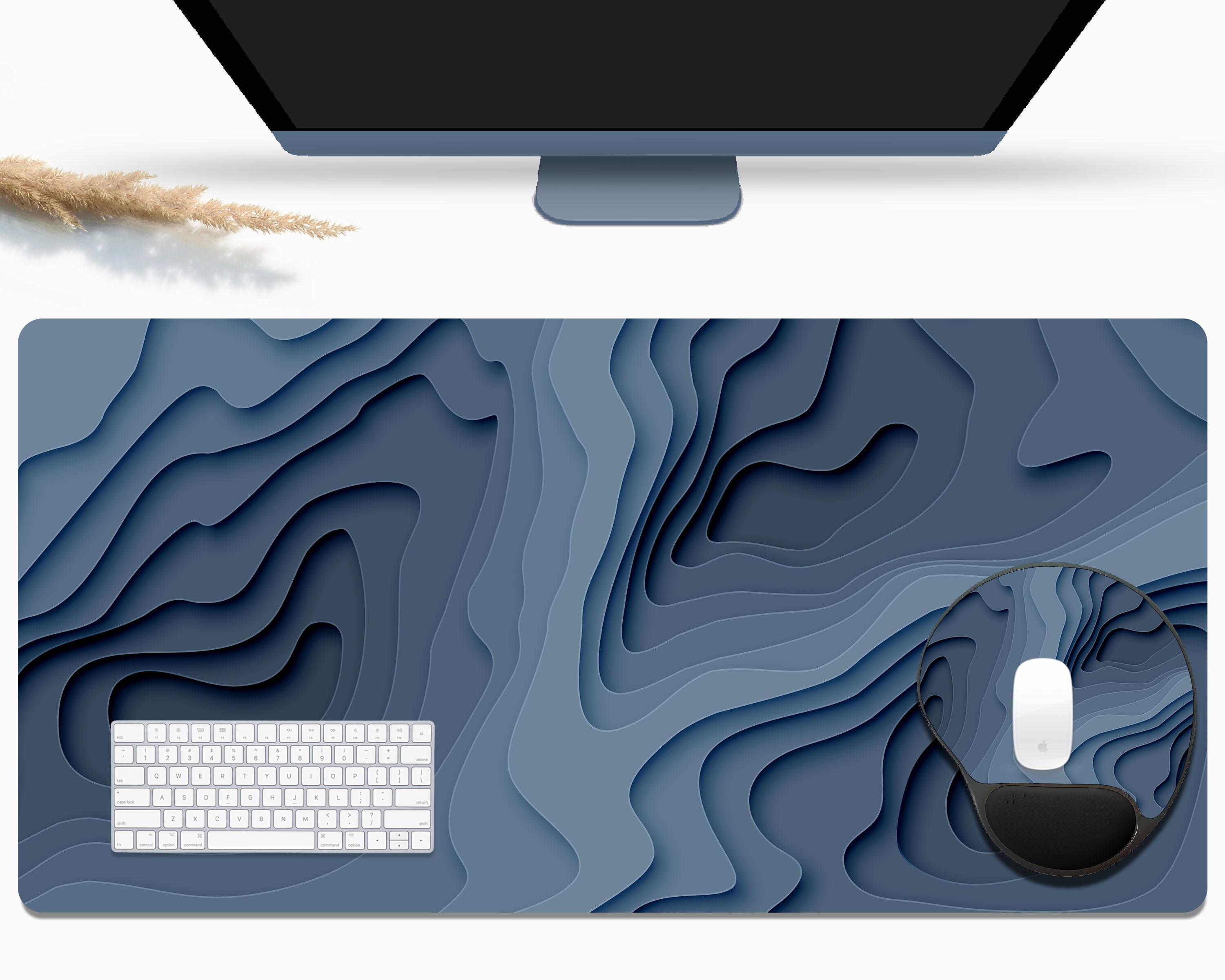 Blue Topographic Desk Mat Blue Desk Mat Gaming Desk Mat Etsy Australia