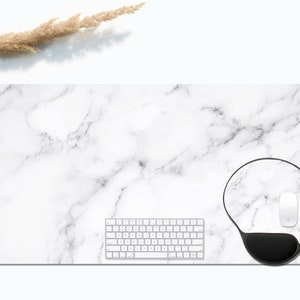 Desk Mat Extra Large, Soft White Marble Desk Mat, Abstract Desk Mat, Mouse Mat, Extended Mouse Pad, Desk Mat Marble, Marble Mouse Pad