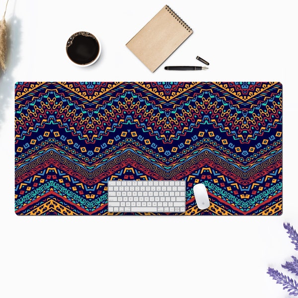 Ethnic Oriental Pattern Desk Mat, Desk Pad, Gaming Mouse Pad, Large Mouse Pad, Extended Mouse Pad, Computer Desk Mat, Keyboard Mat