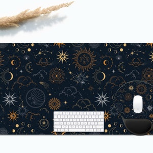 Celestial Stars and Magic Eyes Desk Mat, Extra Large Desk Mat, Large Gaming Mouse Pad, Extended Mouse Pad, Gaming Keyboard Mat