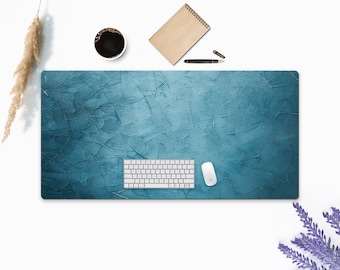 Desk Mat Extra Large, Blue Vignette Marble Desk Mat, Abstract Desk Mat, Cute Desk Pad, Mouse Mat, Extended Mouse Pad, Desk Mat