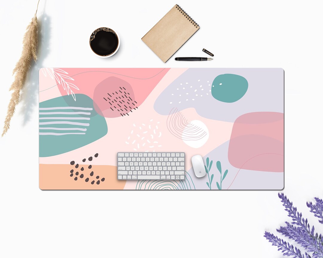 Pastel Paint Cute Desk Mat, Desk Mat Cute Large, Desk Pad Pink, Desk