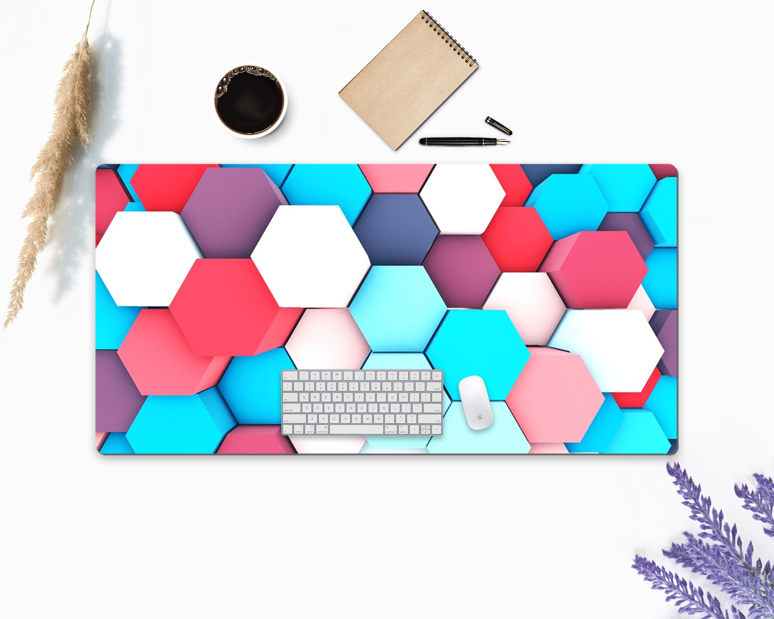 Desk Mat Extra Large 3D Colorful Geometric Hexagon Desk Mat Etsy