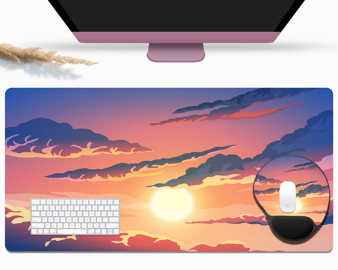 Pastel Color Sky Sunset Desk Mat, Pastel Desk Mat, Large Gaming Mouse ...
