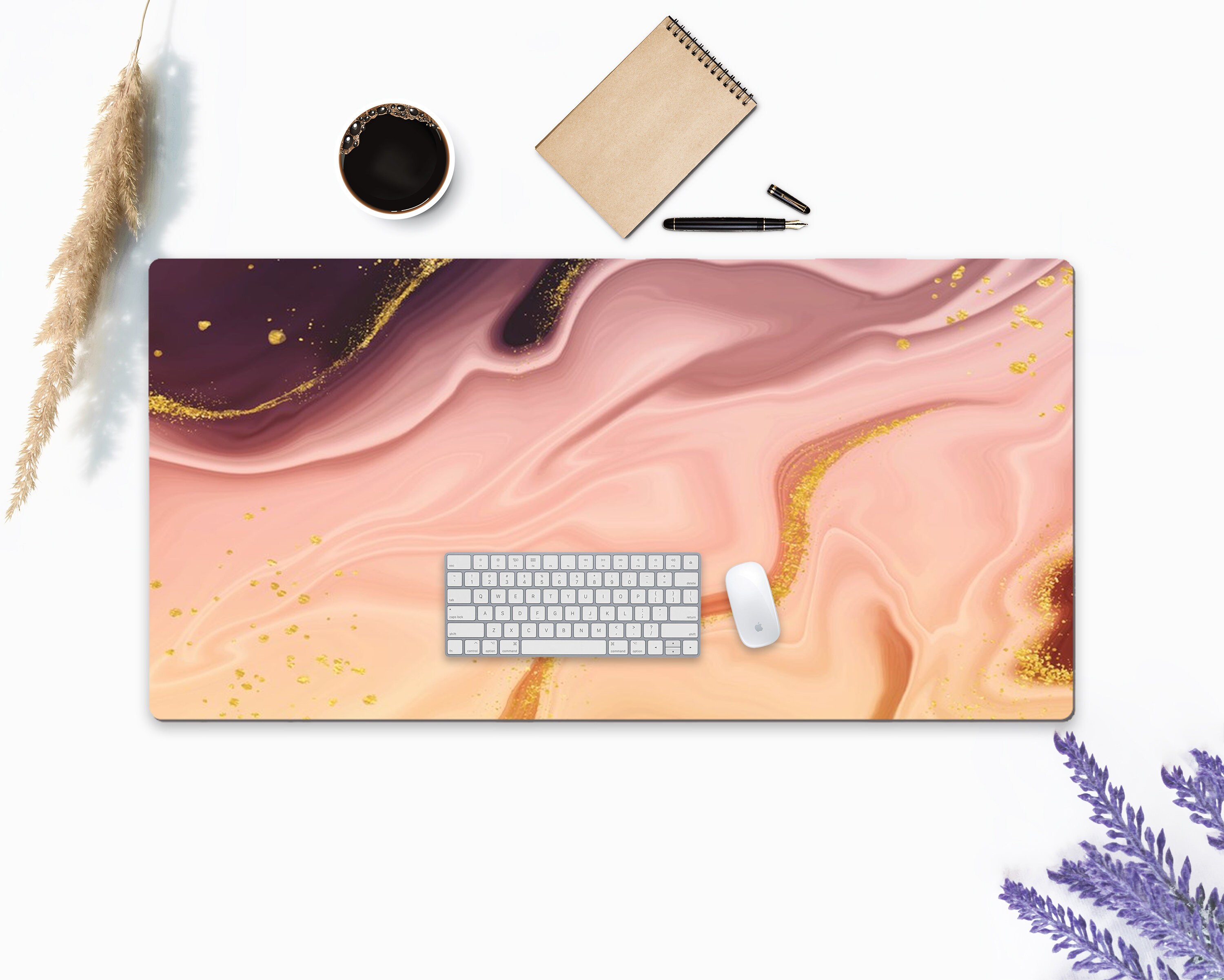 Pink Marble Desk Mat Pink Desk Mat Desk Mat Extra Large Etsy