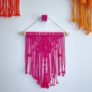 Fuchsia macrame wall hanging, Color block home decor, Modern wall hanging, Colorful macrame, Indie room decor, Eclectic home decoration