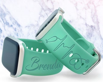 SuperLugano Personalized Nurse Doctor Watch Band Compatible with Apple Watch Personalized Silicone 38/40/41/42 44/45/46/49 Strap Engraved