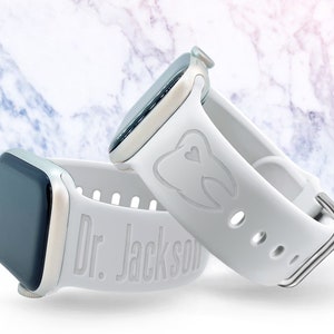 Personalized Dental Dentist Nurse Doctor Watch Band Compatible with Apple Watch iWatch Silicone 38/40/41 42/44/45 Strap Laser Engraved