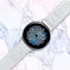 Custom Dentist Watch Band 20mm compatible with Samsung Watch Galaxy Active / Active2 / Gear S4 Silicone Strap Engraved Monogram Doctor