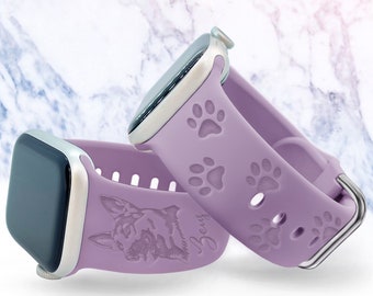 Dog Breed Personalized Custom Watch Band Compatible with Apple Watch Pet Paw Gift Band Silicone Watch 38 40 41 42 44 45 Strap Engraved Strap