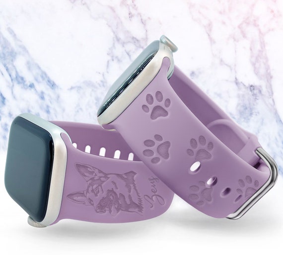 Dog Breed Personalized Custom Watch Band Compatible with Apple Watch Pet Paw Gift Band Silicone Watch 38 40 41 42 44 45 Strap Engraved Strap