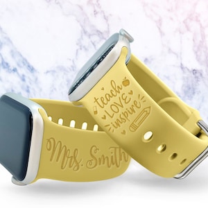 Teach Love Inspire Personalized Gift Band Compatible with Apple Watch Band Silicone Watch 38/40/41mm & 42/44/45mm Strap Laser Engraved Gift