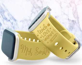 Teach Love Inspire Personalized Gift Band Compatible with Apple Watch Band Silicone Watch 38/40/41/42mm 44/45/49mm Strap Laser Engraved Gift