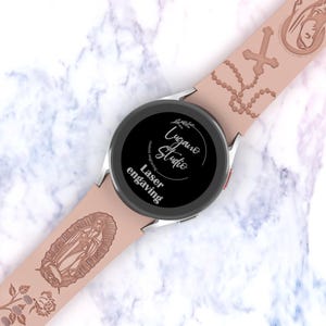 Correa de reloj Virgen María con cruz de 20 mm compatible con Samsung Watch Galaxy 7/6/5/6/Active/Active2 Correa de reloj de silicona Láser Jesús Dios