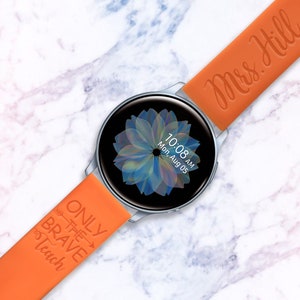 Personalized Teacher Gift Watch Band 20mm compatible with Samsung Watch Galaxy Active / Active2 / Gear S4 /S3 Sport/S2 Silicone Engraved