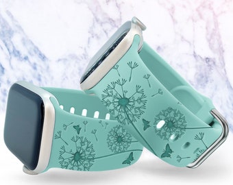 Dandelion Watch Band compatible with Apple Watch Band Silicone Watch 38/40/41/42mm 44/45/46/49mm Laser Engraved Wildflowers Mother’s Day Mom