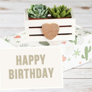 Live Plant Gift Set- Hand-Painted Wooden Box with Succulents- Happy Birthday Gifts- Live Plants in the box- Plant Lovers Gift- Gifts For Her