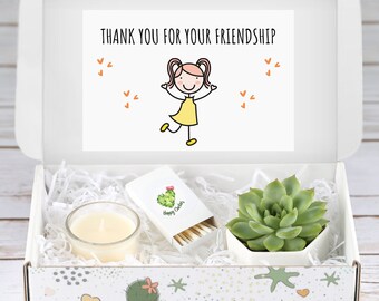 Thank You for Your Friendship - Friendship Gift Box - Succulent Gift Box - Best Friend Gifts - Thinking of you - Sending You Sunshine