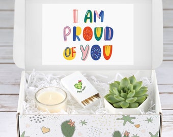 I Am Proud of You - Congratulations Gift - Promotion Gift -  Graduation Gift - Custom Gift Box - Gift for Her - Gift with Succulent