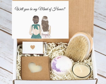 Maid of Honor Proposal Gift Box Will you be my Maid of Honor Spa Gift Set Spa Care Package Set Bridesmaid Proposal Bridesmaid Proposal Gift