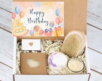 Happy Birthday Gift Box- Birthday Gift For Women- Spa Gift Box- Friend Birthday Gift - Birthday Gift- Spa Birthday Gift -Vanilla  Candle