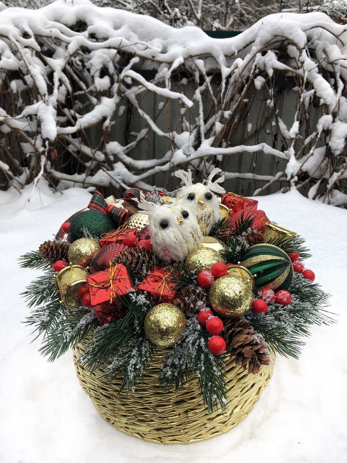 Wicker Basket Christmas Table Decorative Accents Basket with Etsy