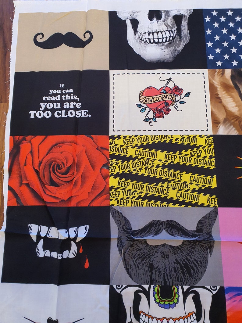 CD8567-MULT from Timeless Treasures 9in x 6in blocks I/'m Actually Smiling Digital Panel 36in 100/% Cotton Cotton Mask Panels
