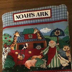 Vintage Noah’s Ark fabric book-Noah’s ark story book-children’s bible story-homemade fabric book