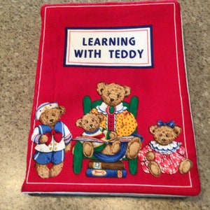 Learning With Teddy Fabric book- soft book-quiet book- children’s book