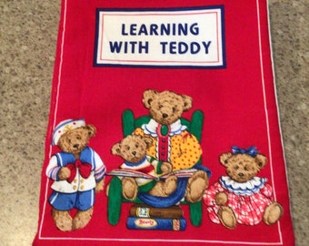 Learning With Teddy Fabric Book - Children's Quiet Book