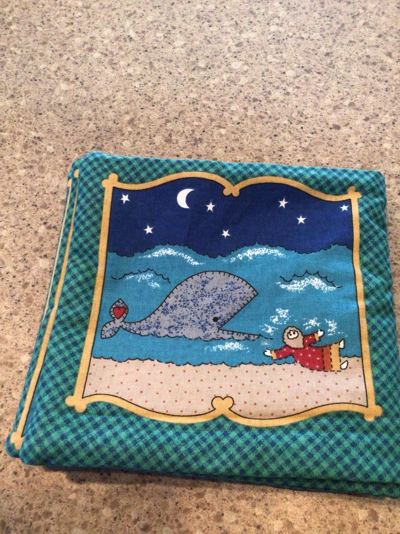 Vintage Jonah and the Whale soft book-fabric book-Bible story-8 page childrens Bible story image 2