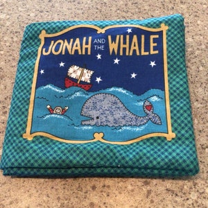 Vintage Jonah and the Whale soft book-fabric book-Bible story-8 page childrens Bible story image 1