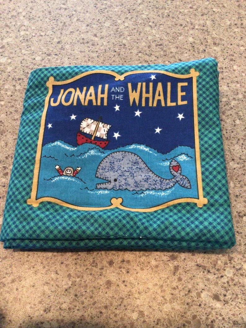 Vintage Jonah and the Whale soft book-fabric book-Bible story-8 page childrens Bible story image 1