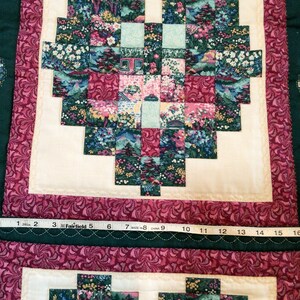 Patchwork Look Heart Lap Quilt- Lots of Hand Quilted-measures 52x44.5 ...