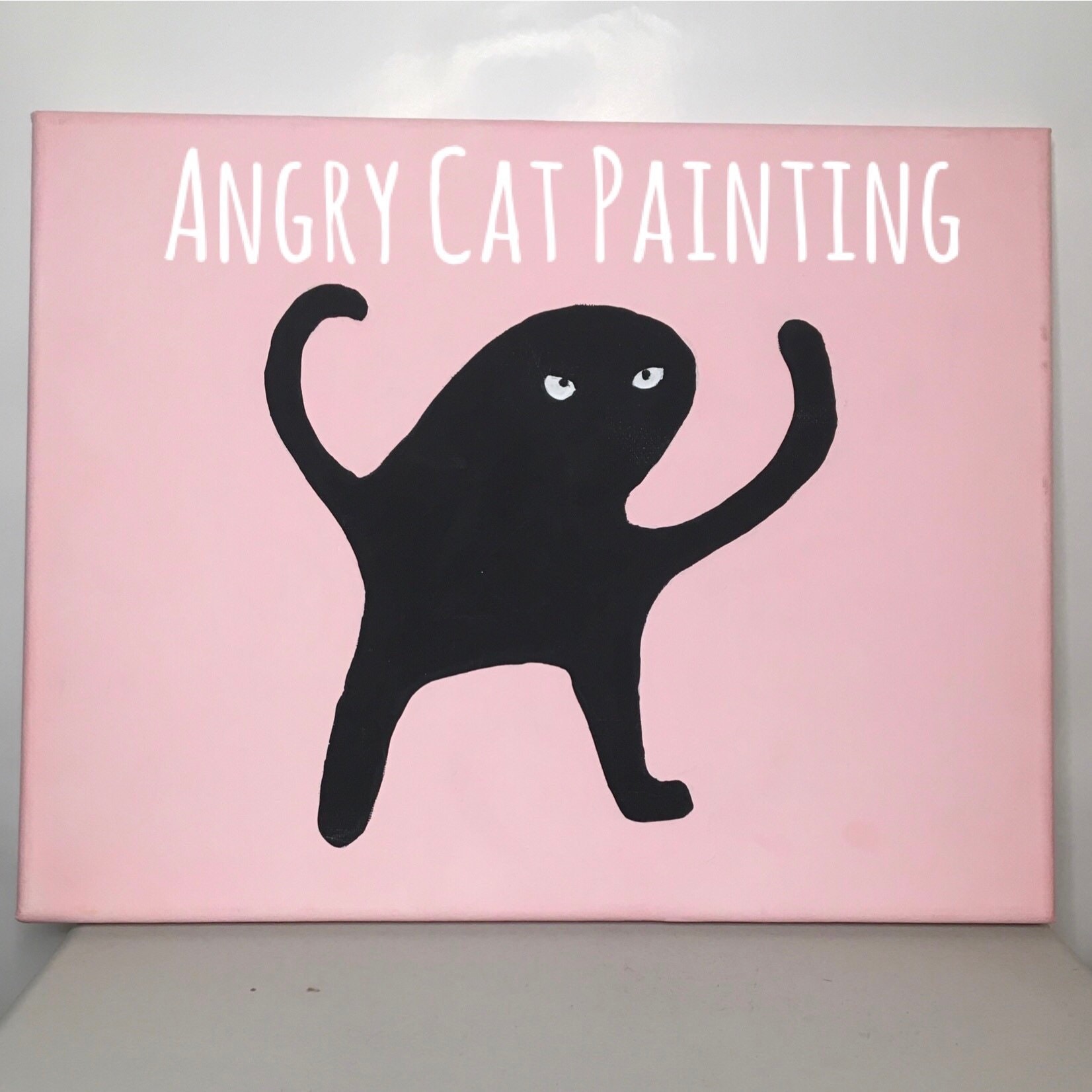 Gato enojado / Pintura meme / Gato negro Meme / Decoración de Etsy
