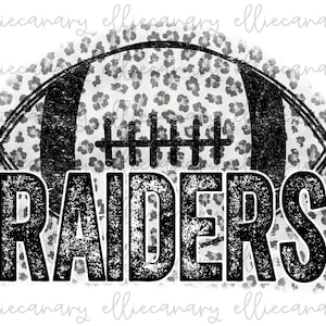 Football Raiders PNG: Leopard Cheetah Print, Sports Mom Design (Digital Download)