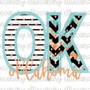 Oklahoma OK PNG Download digital Design de sublimação State Floral Stripe Chevron Home Sweet Home