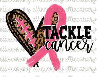 Tackle Cancer PNG: Leopard Football, Pink Ribbon (Digital Download)