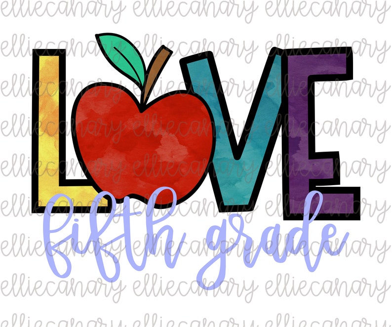Download Back To School Elementary Open House 5th Digital Download Sublimation Design Watercolor Love Fifth Grade Png Teacher Team Squad Group Clip Art Art Collectibles